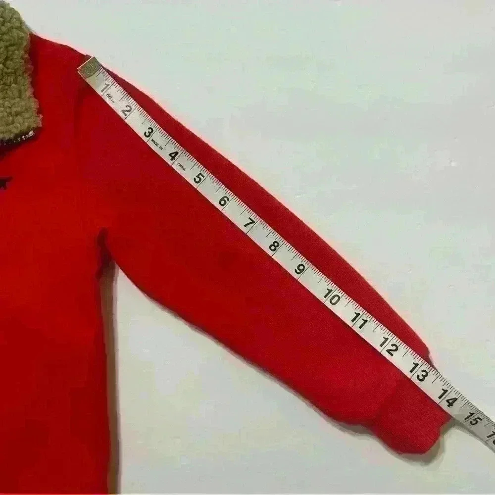 Carters Boys Quarter Zip Fleece Pullover Red Christmas 4T Fox Accent